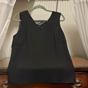 NWOT Talbots Women's Size 4 Black Sleeveless Lace Detail Top Blouse